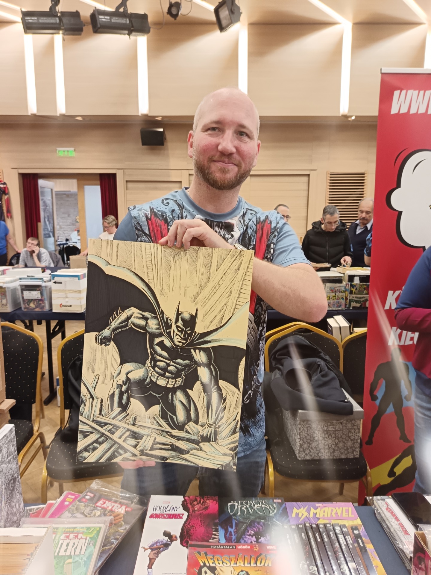 Megrendelésre készült Batman rajz és az új tulajdonosa. 